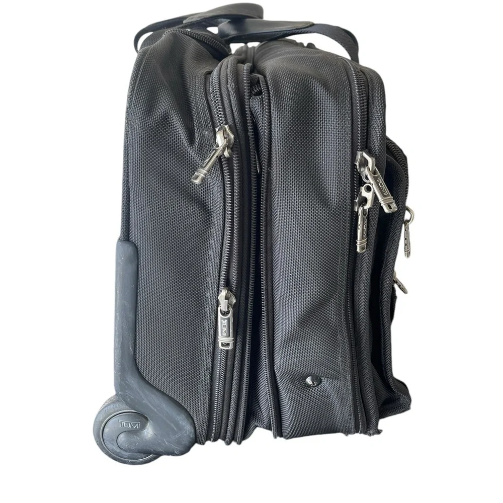 TUMI Alpha Briefcase Black Nylon Wheeled 26104D4 Office Carry On Travel